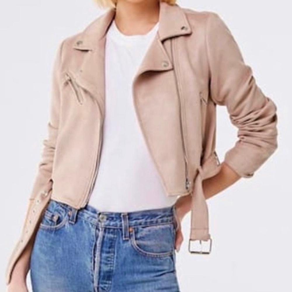 Forever 21 Faux Suede Pink Moto Jacket Women’s Medium